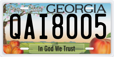 GA license plate QAI8005