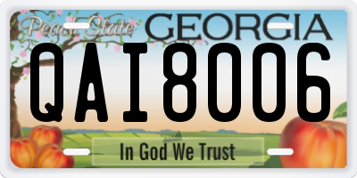 GA license plate QAI8006