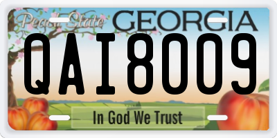GA license plate QAI8009