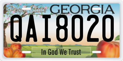 GA license plate QAI8020