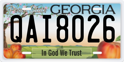 GA license plate QAI8026