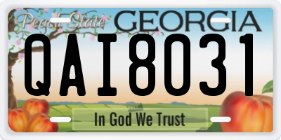 GA license plate QAI8031