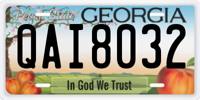 GA license plate QAI8032