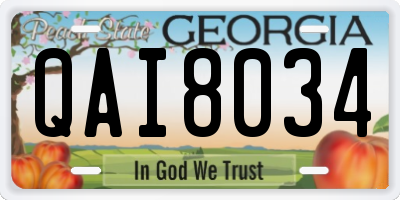 GA license plate QAI8034