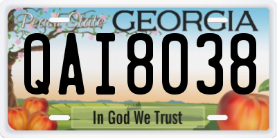 GA license plate QAI8038
