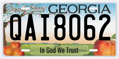 GA license plate QAI8062
