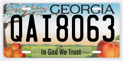 GA license plate QAI8063