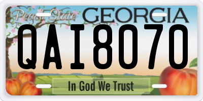 GA license plate QAI8070