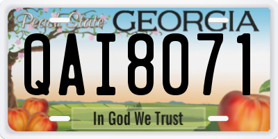 GA license plate QAI8071