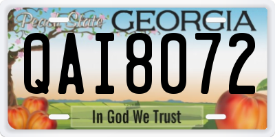 GA license plate QAI8072