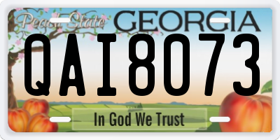 GA license plate QAI8073