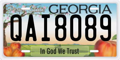 GA license plate QAI8089
