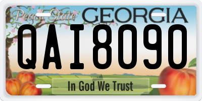 GA license plate QAI8090