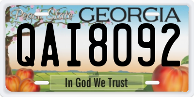 GA license plate QAI8092