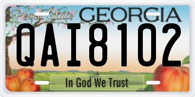 GA license plate QAI8102
