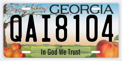 GA license plate QAI8104