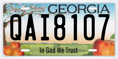 GA license plate QAI8107