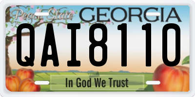 GA license plate QAI8110