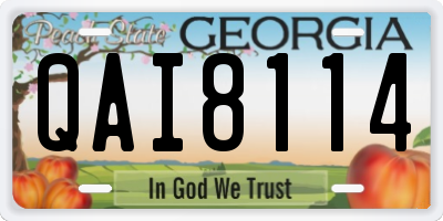 GA license plate QAI8114