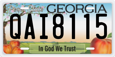 GA license plate QAI8115