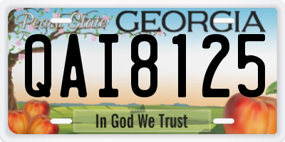 GA license plate QAI8125