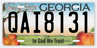 GA license plate QAI8131