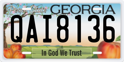 GA license plate QAI8136