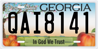 GA license plate QAI8141