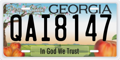 GA license plate QAI8147