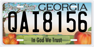 GA license plate QAI8156