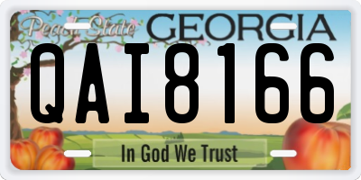 GA license plate QAI8166