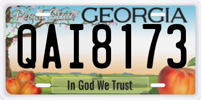 GA license plate QAI8173