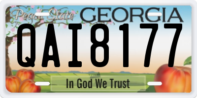 GA license plate QAI8177