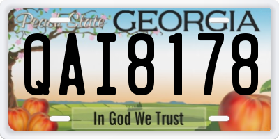 GA license plate QAI8178
