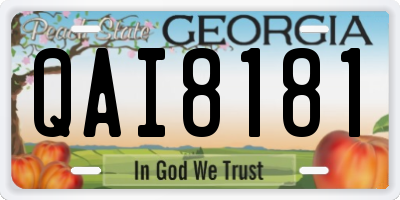 GA license plate QAI8181