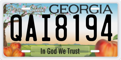 GA license plate QAI8194