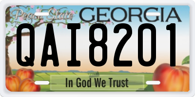 GA license plate QAI8201