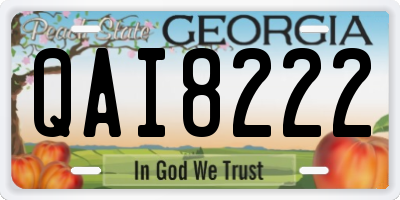 GA license plate QAI8222