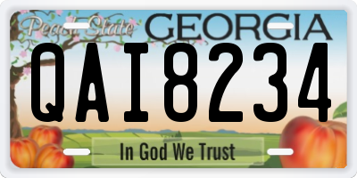 GA license plate QAI8234