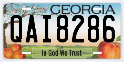 GA license plate QAI8286
