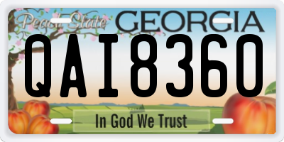 GA license plate QAI8360