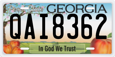 GA license plate QAI8362