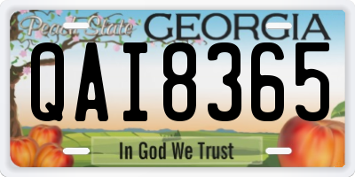 GA license plate QAI8365