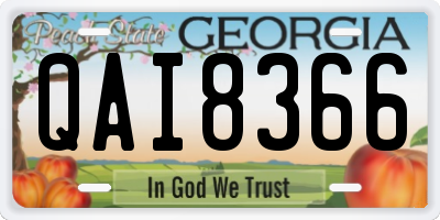 GA license plate QAI8366