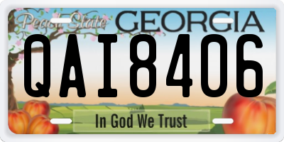 GA license plate QAI8406