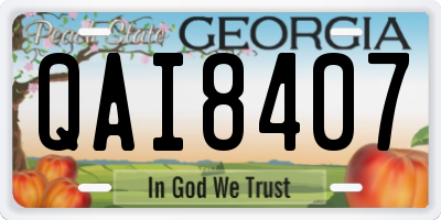 GA license plate QAI8407