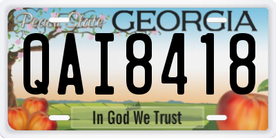 GA license plate QAI8418