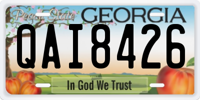 GA license plate QAI8426