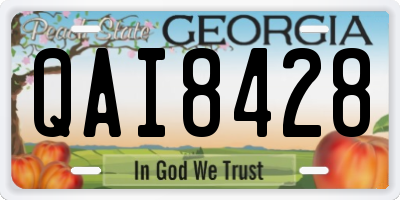 GA license plate QAI8428
