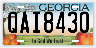 GA license plate QAI8430